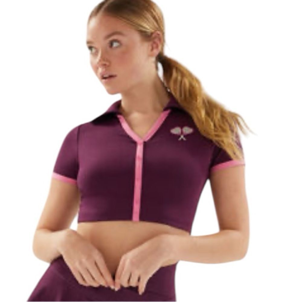 PAC Sun tennis crop top Purple Crop Top with Pink Trim size medium